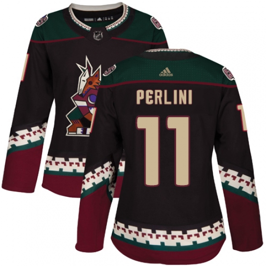 Women's Adidas Arizona Coyotes #11 Brendan Perlini Authentic Black Alternate NHL Jersey - Ujersey