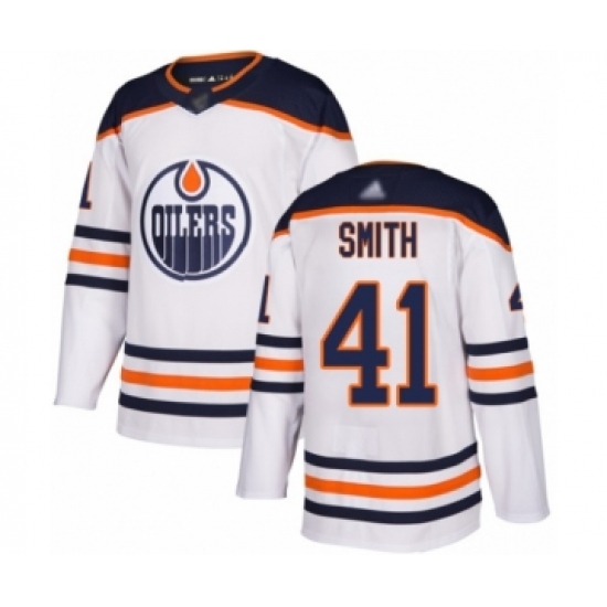 Youth Edmonton Oilers #41 Mike Smith Authentic White Away Hockey Jersey - Ujersey