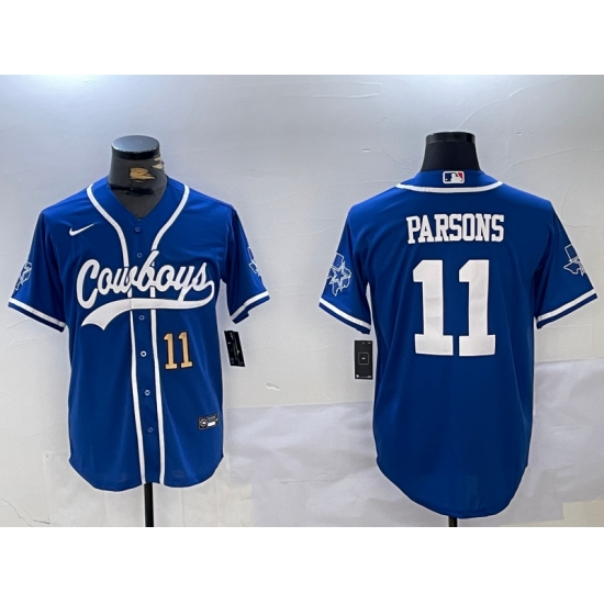 Men's Dallas Cowboys #11 Micah Parsons Light Blue Stitched Cool Base Nike Baseball Jerseys - Ujersey