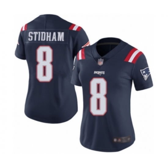 Women's New England Patriots #8 Jarrett Stidham Limited Navy Blue Rush Vapor Untouchable Football Jersey - Ujersey