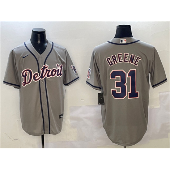 Men's Detroit Tigers #31 Riley Greene Gray With Cool Base Stitched Baseball Jersey - Ujersey