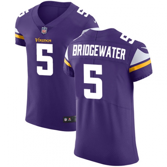 Men's Nike Minnesota Vikings #5 Teddy Bridgewater Purple Team Color Vapor Untouchable Elite Player NFL Jersey - Ujersey