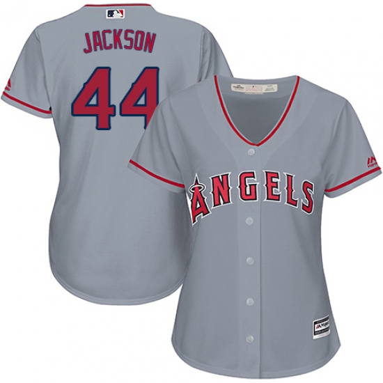 Women's Majestic Los Angeles Angels of Anaheim #44 Reggie Jackson Authentic Grey Road Cool Base MLB Jersey - Ujersey