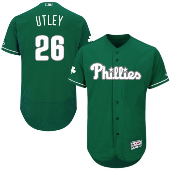 Men's Majestic Philadelphia Phillies #26 Chase Utley Green Celtic Flexbase Authentic Collection MLB Jersey - Ujersey