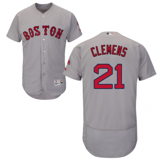 Men's Majestic Boston Red Sox #21 Roger Clemens Grey Flexbase Authentic Collection MLB Jersey - Ujersey