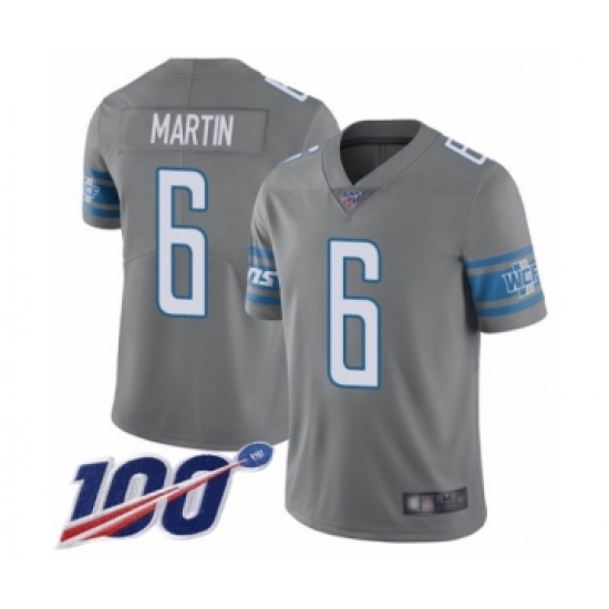 Youth Detroit Lions #6 Sam Martin Limited Steel Rush Vapor Untouchable 100th Season Football Jersey - Ujersey