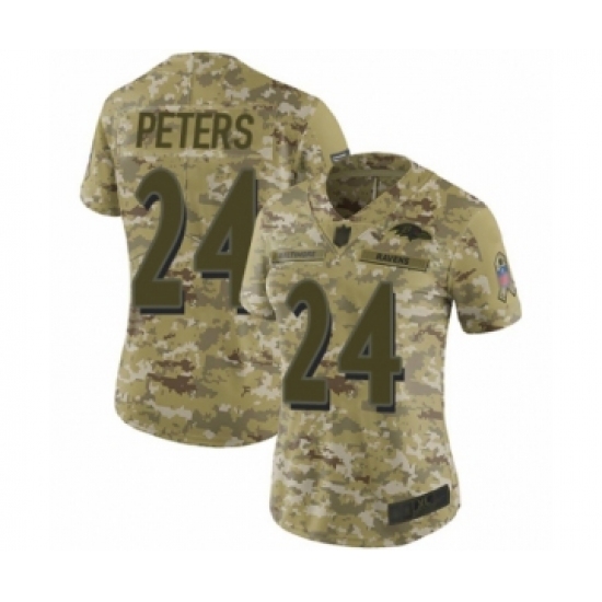 Women's Baltimore Ravens #24 Marcus Peters Limited Camo 2018 Salute to Service Football Jersey - Ujersey