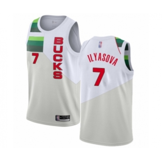 Men's Milwaukee Bucks #7 Ersan Ilyasova White Swingman Jersey - Earned Edition - Ujersey