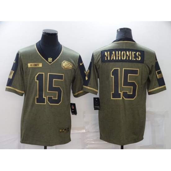 Men's Kansas City Chiefs #15 Patrick Mahomes Nike Gold 2021 Salute To Service Limited Player Jersey - Ujersey