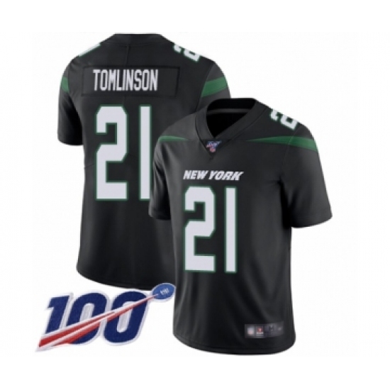 Men's New York Jets #21 LaDainian Tomlinson Black Alternate Vapor Untouchable Limited Player 100th Season Football Jersey - Ujersey