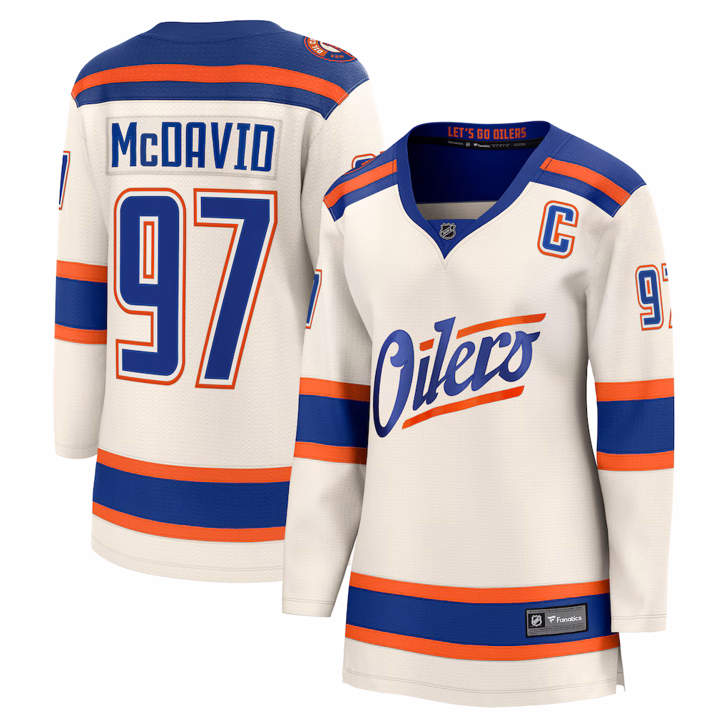 Women's Edmonton Oilers Connor McDavid Fanatics Light Beige Alternate Breakaway Jersey - ujerseystore