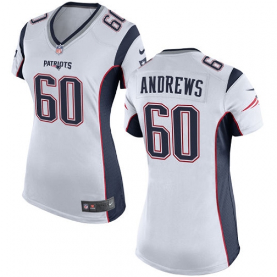 Women's Nike New England Patriots #60 David Andrews Game White NFL Jersey - Ujersey