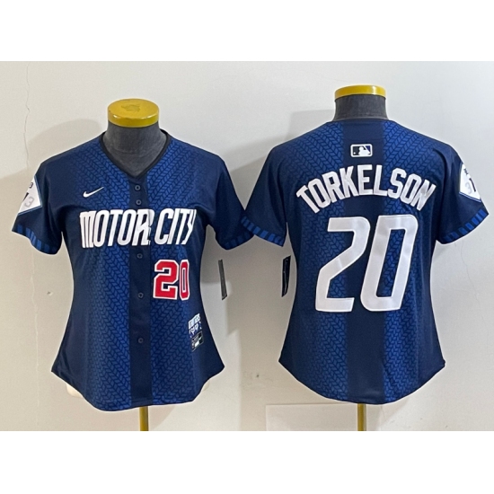 Women's Detroit Tigers #20 Spencer Torkelson 2024 Navy City Connect Cool Base Limited Stitched Jerseys - Ujersey