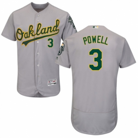 Men's Majestic Oakland Athletics #3 Boog Powell Grey Road Flex Base Authentic Collection MLB Jersey - Ujersey