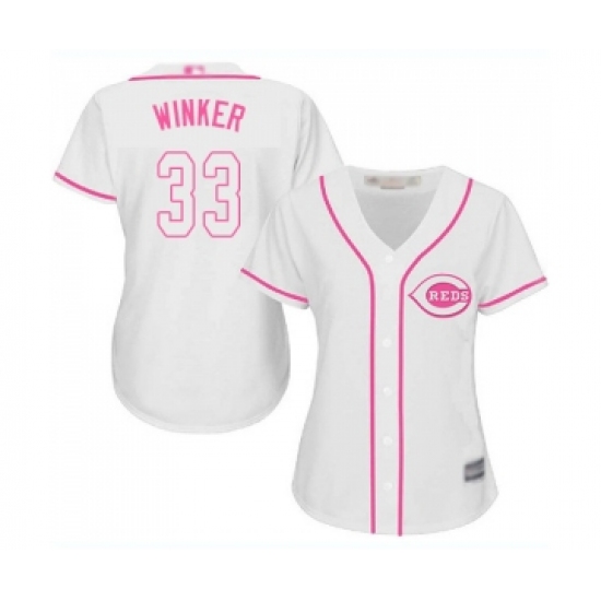 Women's Cincinnati Reds #33 Jesse Winker Replica White Fashion Cool Base Baseball Jersey - Ujersey