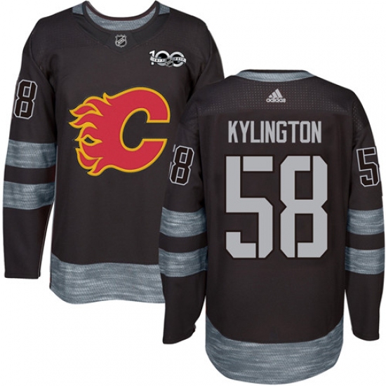 Men's Adidas Calgary Flames #58 Oliver Kylington Authentic Black 1917-2017 100th Anniversary NHL Jersey - Ujersey