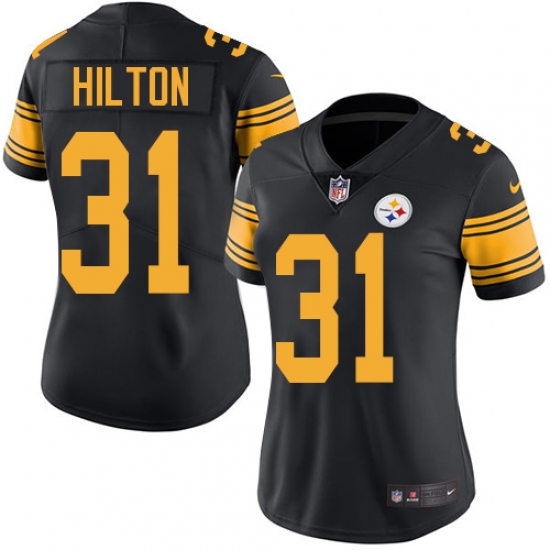Women's Nike Pittsburgh Steelers #31 Mike Hilton Limited Black Rush Vapor Untouchable NFL Jersey - Ujersey