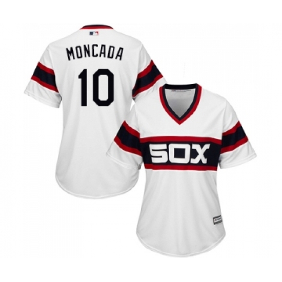 Women's Majestic Chicago White Sox #10 Yoan Moncada Replica White 2013 Alternate Home Cool Base MLB Jerseys - Ujersey