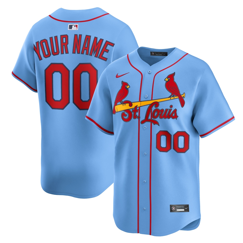 Men's St. Louis Cardinals Nike Light Blue Alternate Limited Custom Jersey - Ujersey