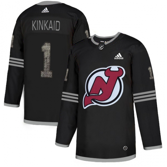 Men's Adidas New Jersey Devils #1 Keith Kinkaid Black Authentic Classic Stitched NHL Jersey - Ujersey