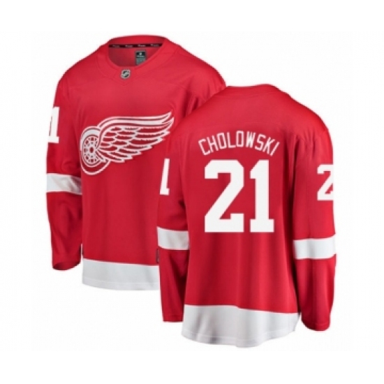 Men's Detroit Red Wings #21 Dennis Cholowski Authentic Red Home Fanatics Branded Breakaway NHL Jersey - Ujersey