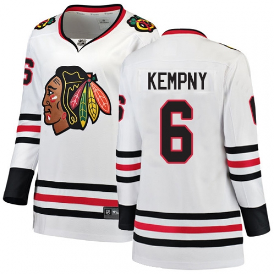 Women's Chicago Blackhawks #6 Michal Kempny Authentic White Away Fanatics Branded Breakaway NHL Jersey - Ujersey