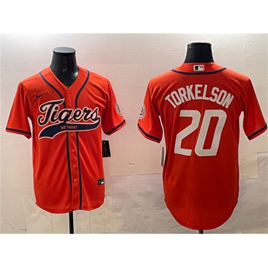 Men's Detroit Tigers #20 Spencer Torkelson Orange With Cool Base Stitched Baseball Jersey - Ujersey