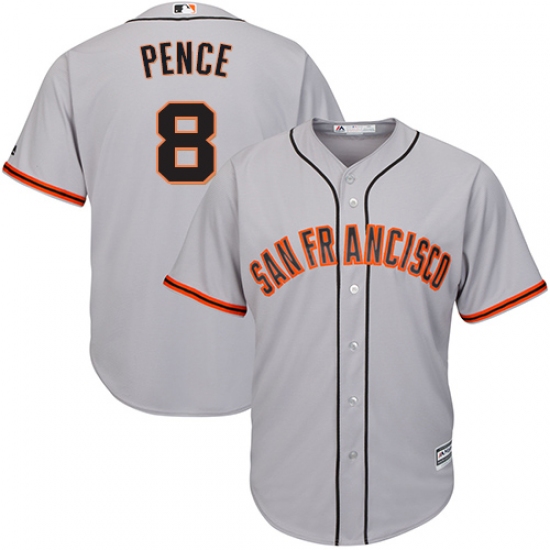 Youth Majestic San Francisco Giants #8 Hunter Pence Authentic Grey Road Cool Base MLB Jersey - Ujersey