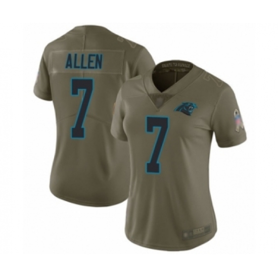 Women's Carolina Panthers #7 Kyle Allen Limited Olive 2017 Salute to Service Football Jersey - Ujersey