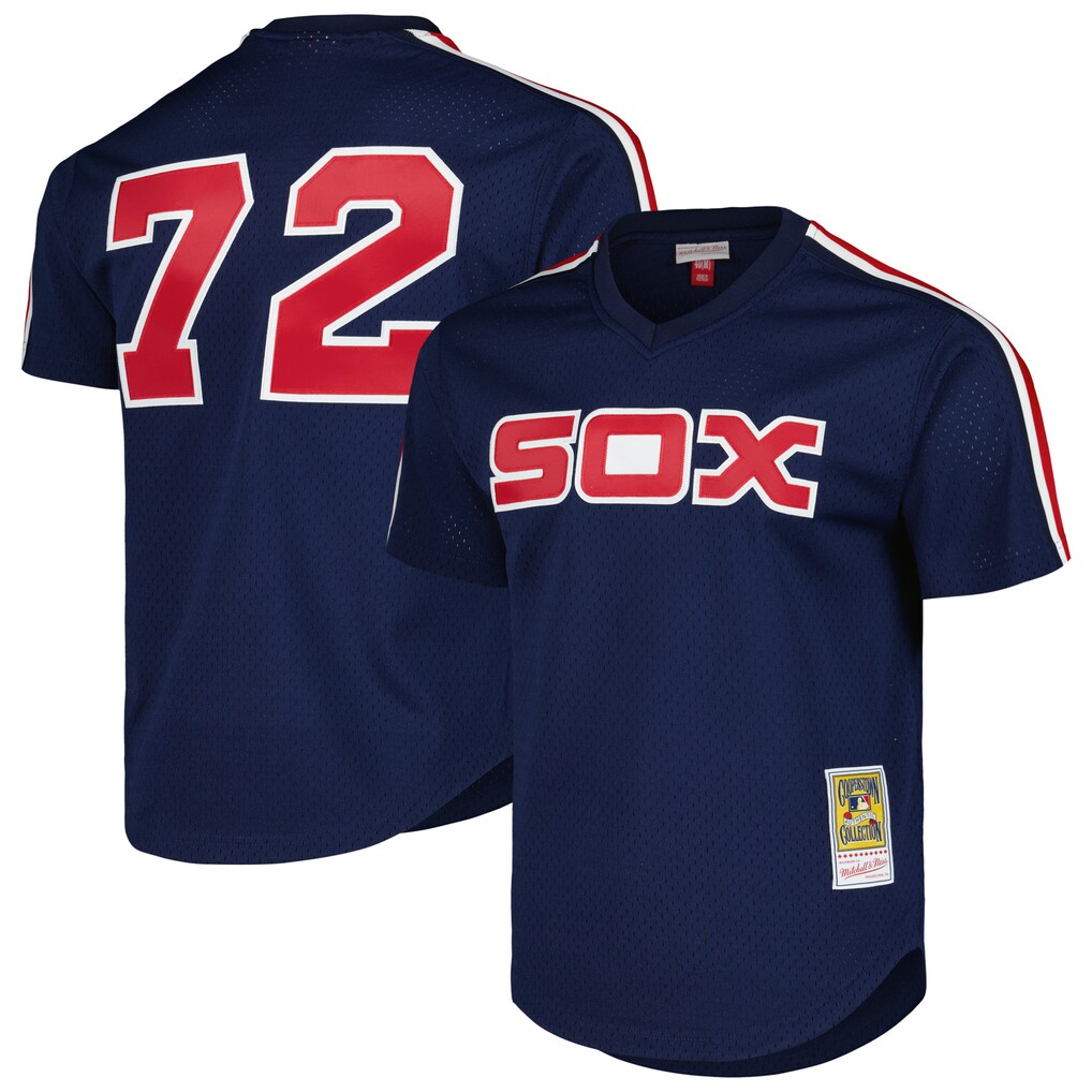 Men's Chicago White Sox Carlton Fisk Mitchell & Ness Navy Authentic Batting Practice Jersey