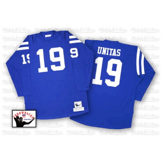 Mitchell And Ness Indianapolis Colts #19 Johnny Unitas Blue Authentic Throwback NFL Jersey - Ujersey