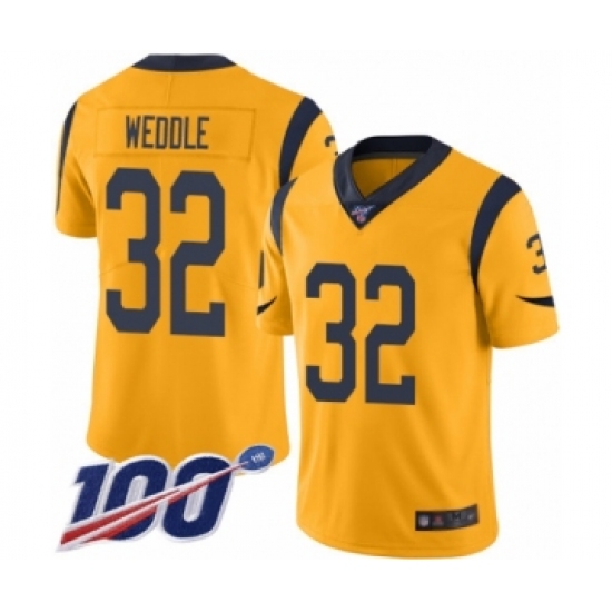 Men's Los Angeles Rams #32 Eric Weddle Limited Gold Rush Vapor Untouchable 100th Season Football Jersey - Ujersey