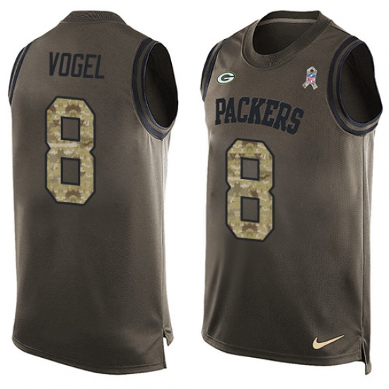Men's Nike Green Bay Packers #8 Justin Vogel Limited Green Salute to Service Tank Top NFL Jersey - Ujersey