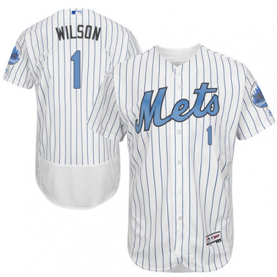 Men's Majestic New York Mets #1 Mookie Wilson Authentic White 2016 Father's Day Fashion Flex Base MLB Jersey - Ujersey