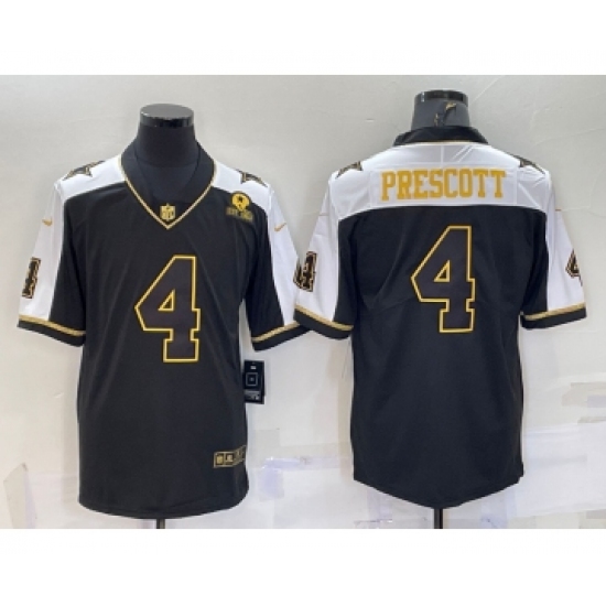 Men's Dallas Cowboys #4 Dak Prescott Black Gold Thanksgiving With Stitched Jersey - Ujersey