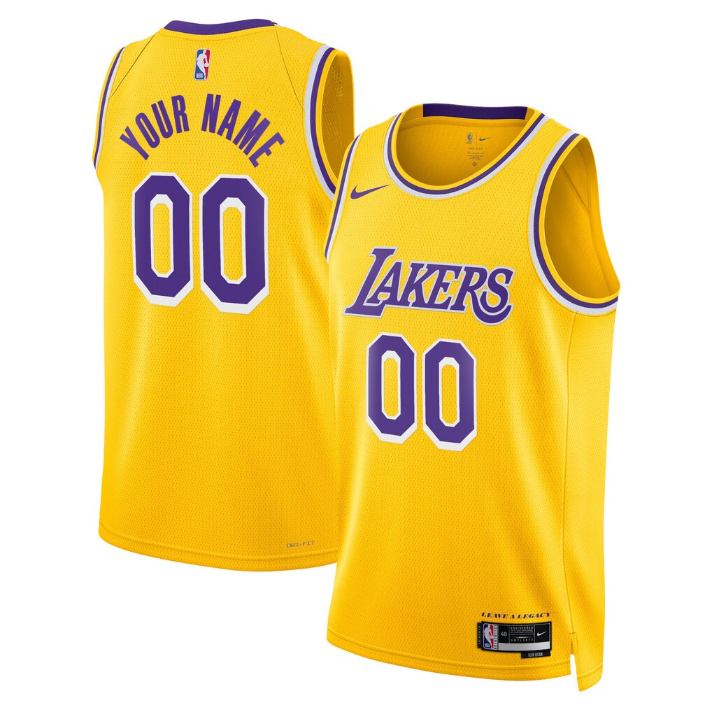 Unisex Los Angeles Lakers Nike Gold Swingman Custom Jersey - Icon Edition - Ujersey