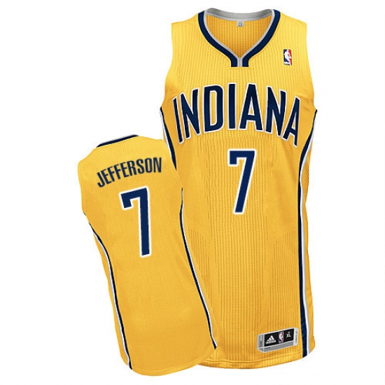 Men's Adidas Indiana Pacers #7 Al Jefferson Authentic Gold Alternate NBA Jersey - Ujersey