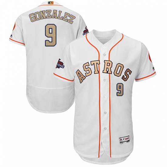 Men's Majestic Houston Astros #9 Marwin Gonzalez White 2018 Gold Program Flex Base Authentic Collection MLB Jersey - Ujersey