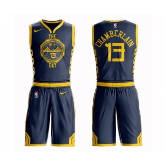 Youth Nike Golden State Warriors #13 Wilt Chamberlain Swingman Navy Blue NBA Suit Jersey - City Edition - Ujersey