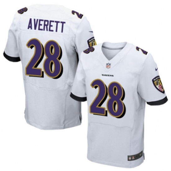 Men's Nike Baltimore Ravens #28 Anthony Averett Elite White NFL Jersey - Ujersey
