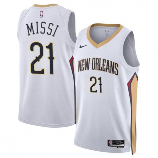 Men's New Orleans Pelicans #21 Yves Missi White 2024 Draft Association Edition Stitched Basketball Jersey - Ujersey