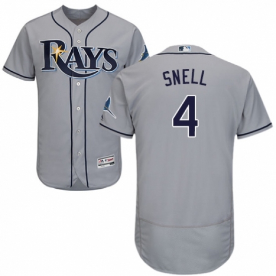 Men's Majestic Tampa Bay Rays #4 Blake Snell Grey Road Flex Base Authentic Collection MLB Jersey - Ujersey