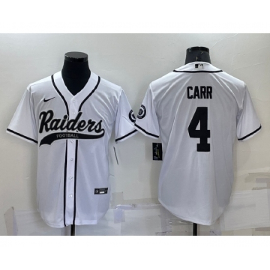 Men's Las Vegas Raiders #4 Derek Carr White Stitched MLB Cool Base Nike Baseball Jersey - Ujersey