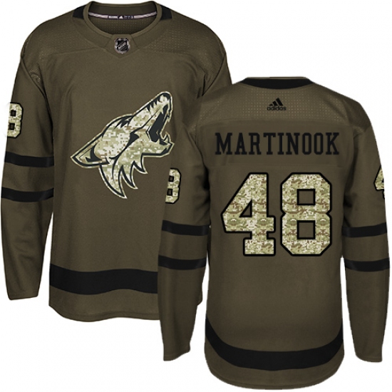 Youth Adidas Arizona Coyotes #48 Jordan Martinook Authentic Green Salute to Service NHL Jersey - Ujersey