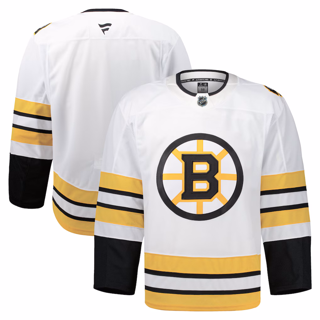 Men's Boston Bruins Fanatics White Away Authentic Pro Jersey - SUjersey01