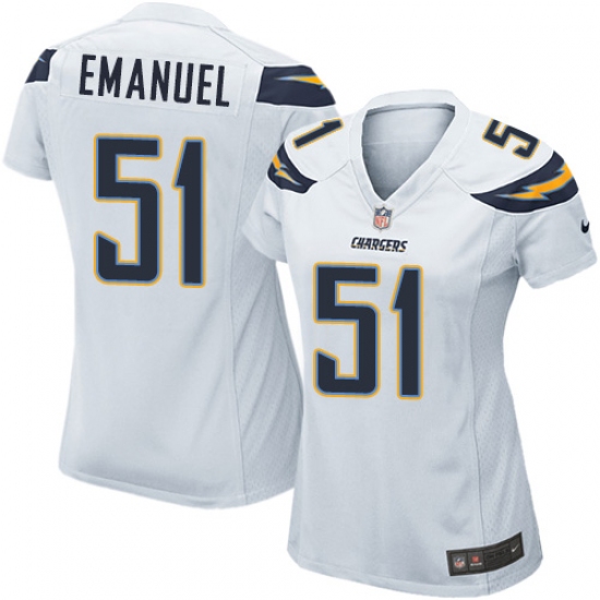 Women's Nike Los Angeles Chargers #51 Kyle Emanuel Game White NFL Jersey - Ujersey