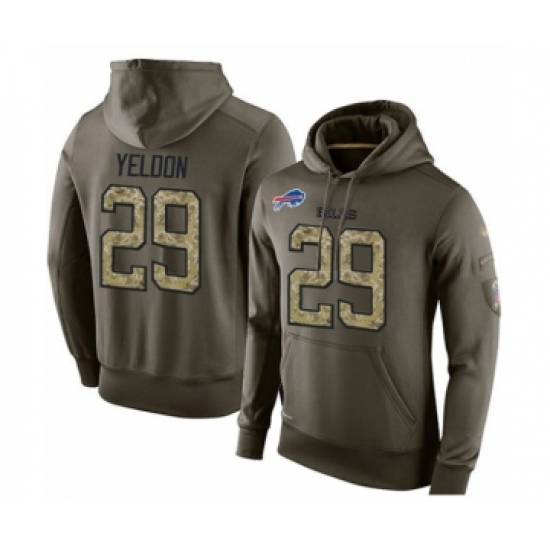 Football Men's Buffalo Bills #29 T.J. Yeldon Green Salute To Service Pullover Hoodie - Ujersey