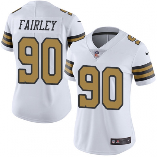 Women's Nike New Orleans Saints #90 Nick Fairley Limited White Rush Vapor Untouchable NFL Jersey - Ujersey