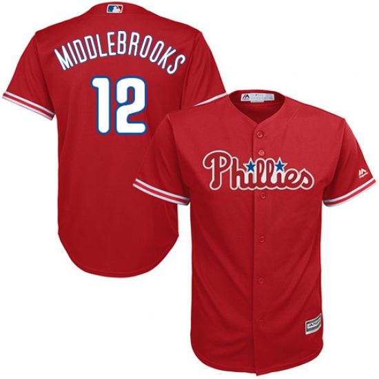 Youth Majestic Philadelphia Phillies #12 Will Middlebrooks Authentic Red Alternate Cool Base MLB Jersey - Ujersey