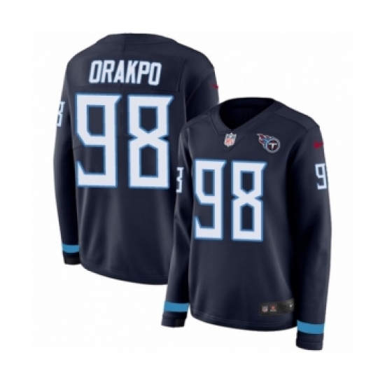Women's Nike Tennessee Titans #98 Brian Orakpo Limited Navy Blue Therma Long Sleeve NFL Jersey - Ujersey
